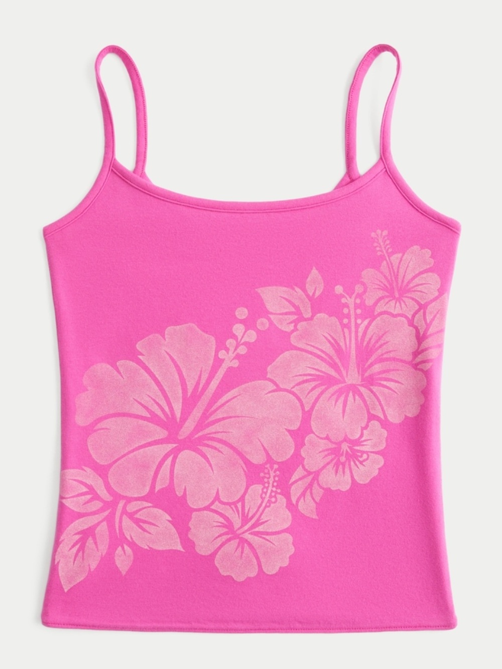 Hollister Callie Reversible Cami Pink Hibiscus Flower Scoop Neck Tank Top